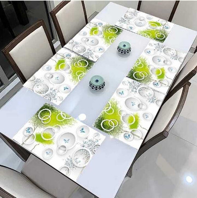 LOTUSKING Rectangular Pack of 6 Table Placemat(Green, PVC)