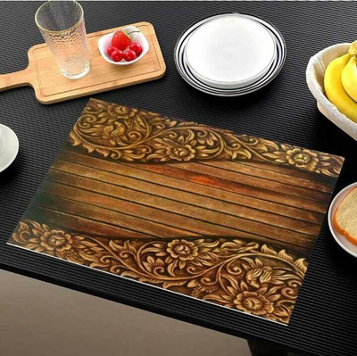 LOTUSKING Rectangular Pack of 6 Table Placemat(Silver, PVC)