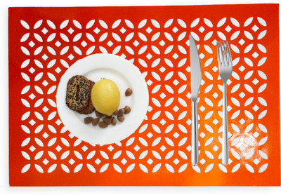 MONKDECOR Rectangular Pack of 6 Table Placemat(Red, Suede)