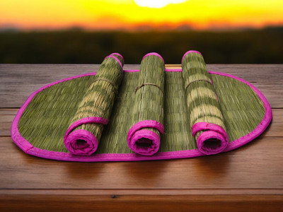 Bhumikart Oval Pack of 5 Table Placemat(Green, River Grass)
