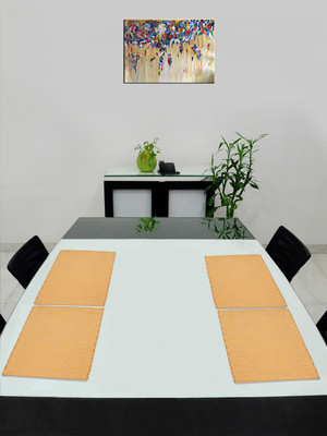 Saral Home Rectangular Pack of 4 Table Placemat(Yellow, Cotton)
