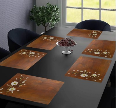 REVEXO Rectangular Pack of 6 Table Placemat(Beige, PVC)