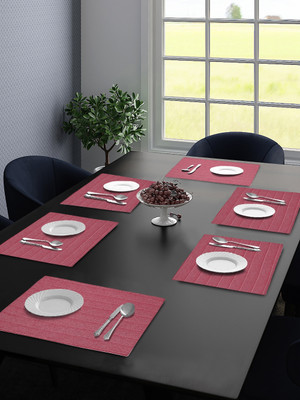 Saral Home Rectangular Pack of 6 Table Placemat(Maroon, Cotton)
