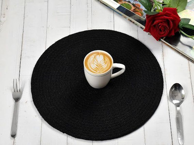 MONTEBELLO Round Pack of 1 Table Placemat(Black, Cotton)