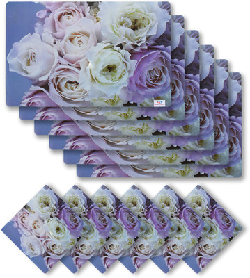 Heart Home Rectangular Pack of 1 Table Placemat(Pink, PVC)