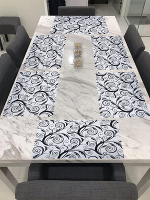 E-Retailer Rectangular Pack of 6 Table Placemat(Black, PVC)