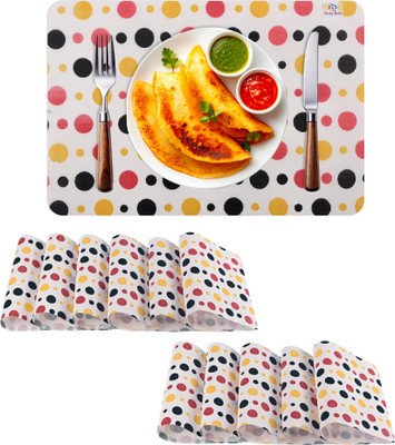 Heart Home Rectangular Pack of 12 Table Placemat(Red, Yellow, PVC)