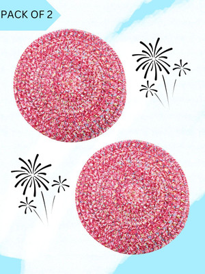 LADLI JEE Round Pack of 2 Table Placemat(Pink, Polyester)