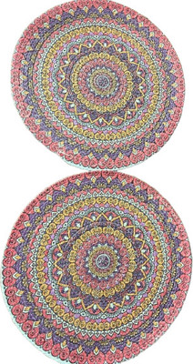 SIYA TEXTILES Round Pack of 2 Table Placemat(Multicolor, Cotton)