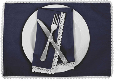 Vargottam Rectangular Pack of 6 Table Placemat(Dark Blue, Cotton)