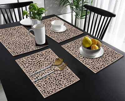 Flipkart SmartBuy Rectangular Pack of 4 Table Placemat(Gold, PVC)