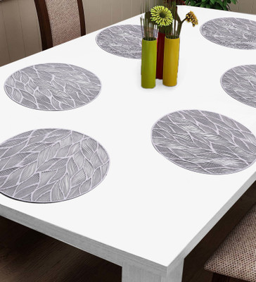 Dakshya Industries Round Pack of 6 Table Placemat(Silver, PVC)