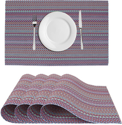 Dakshya Industries Rectangular Pack of 4 Table Placemat(Purple, PVC)