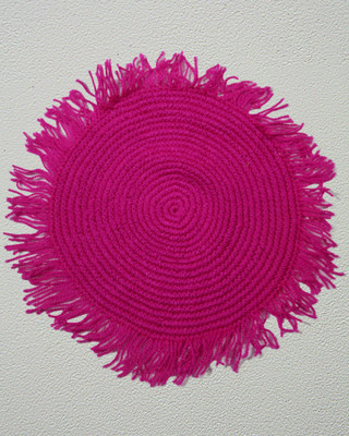 N S TOMAR HANDICRAFTS Round Pack of 2 Table Placemat(Pink, Cotton)