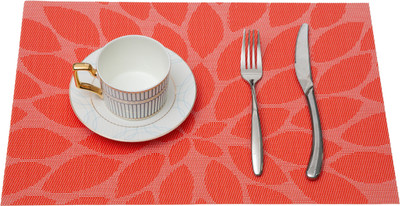 HS WORLD Rectangular Pack of 1 Table Placemat(Orange, PVC)