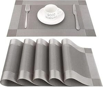 Mighty Rectangular Pack of 1 Table Placemat(Grey, Plastic)