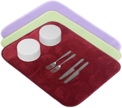 KUBER INDUSTRIES Rectangular Pack of 3 Table Placemat(Maroon, Purple, Green, Microfibre)