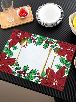 Ana Rectangular Pack of 6 Table Placemat(Red, Cotton)