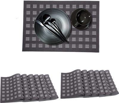 UniKart Rectangular Pack of 12 Table Placemat(Brown, Beige, PVC)