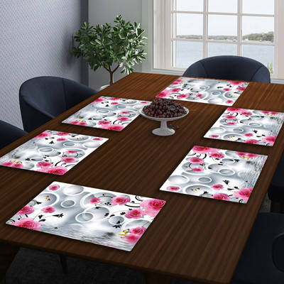LooMantha Rectangular Pack of 6 Table Placemat(Multicolor, PVC)