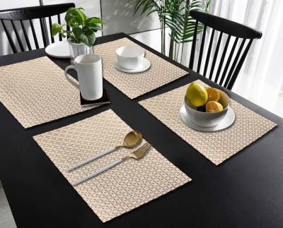 Dakshya Industries Rectangular Pack of 4 Table Placemat(Gold, PVC)