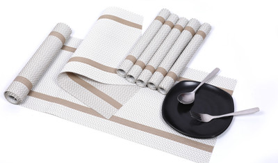 Bhaguji Rectangular Pack of 7 Table Placemat(White, PVC)