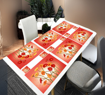 REVEXO Rectangular Pack of 6 Table Placemat(Multicolor, PVC)