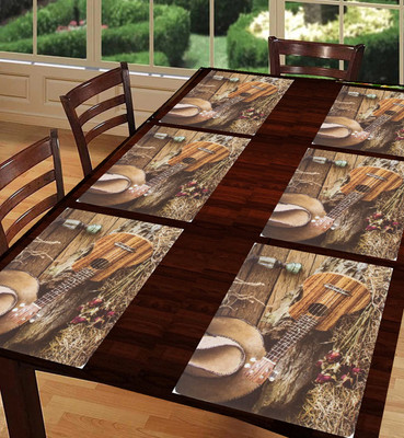SANRAKSSHAN Rectangular Pack of 6 Table Placemat(Maroon, PVC)