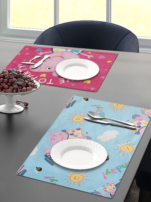 Saral Home Rectangular Pack of 2 Table Placemat(Pink, Velvet)