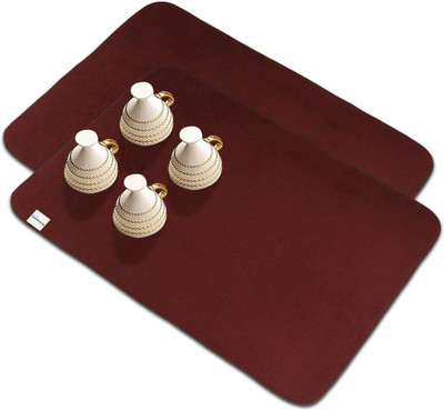 HOMESTIC Rectangular Pack of 2 Table Placemat(Maroon, Microfibre)