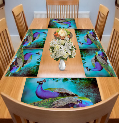Flipkart SmartBuy Rectangular Pack of 6 Table Placemat(Blue, PVC)