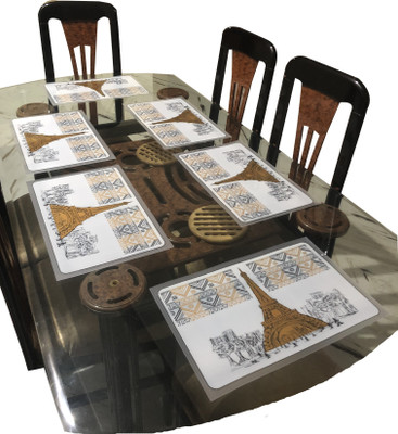 DELHI PVC CORP Rectangular Pack of 6 Table Placemat(White, PVC)