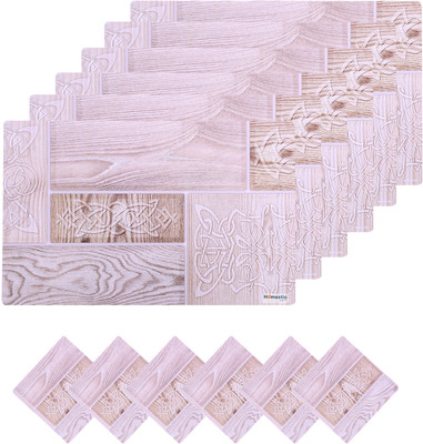 HOMESTIC Rectangular Pack of 12 Table Placemat(Yellow, PVC)