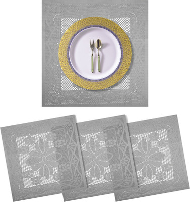 KUBER INDUSTRIES Square Pack of 4 Table Placemat(White, Cotton)