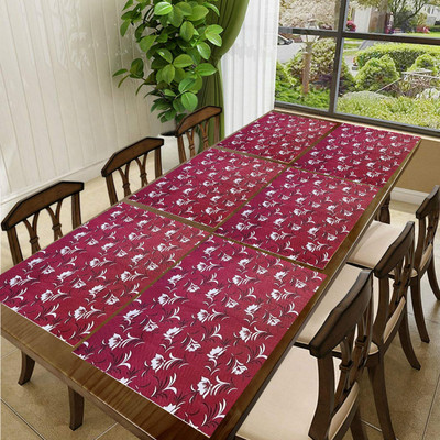 SANRAKSSHAN Rectangular Pack of 6 Table Placemat(Maroon, Silver, PVC)