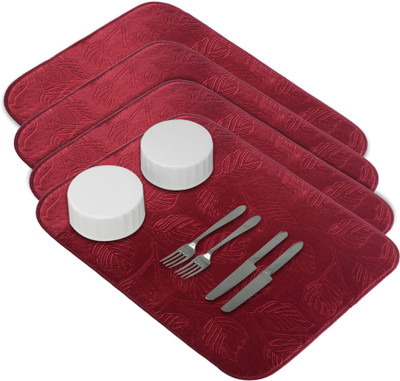 KUBER INDUSTRIES Rectangular Pack of 4 Table Placemat(Maroon, Microfibre)