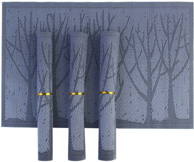 Skylofts Rectangular Pack of 6 Table Placemat(Grey, Polyester)