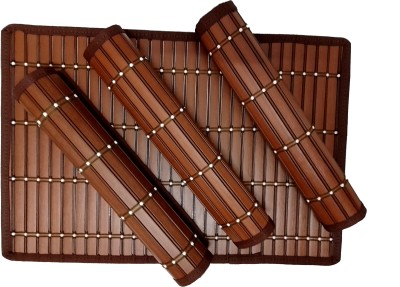 Saffrondecors Rectangular Pack of 4 Table Placemat(Brown, PVC)