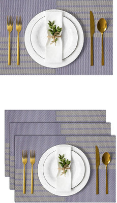 YELONA Rectangular Pack of 3 Table Placemat(Purple, Grey, PVC)