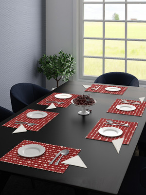 Saral Home Rectangular Pack of 6 Table Placemat(Red, Cotton)