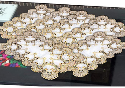 KUBER INDUSTRIES Rectangular Pack of 6 Table Placemat(Gold, Plastic)