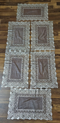 DELHI PVC CORP Rectangular Pack of 6 Table Placemat(Brown, Lace)