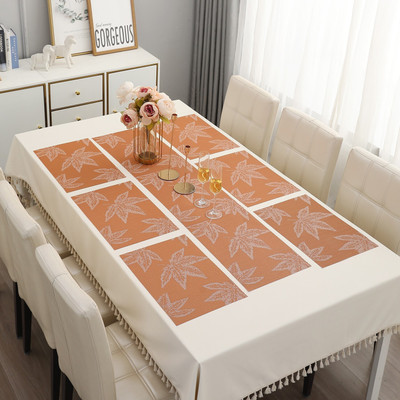HOKiPO Rectangular Pack of 7 Table Placemat(Orange, PVC)