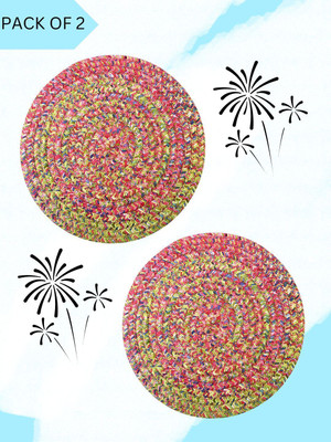 LADLI JEE Round Pack of 2 Table Placemat(Red, Pink, Polyester)