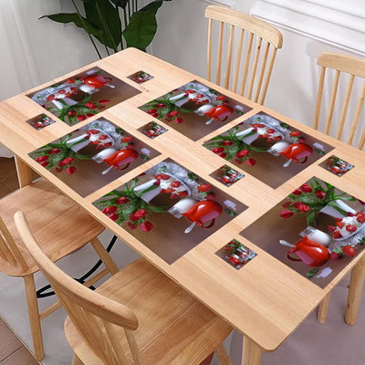REVEXO Rectangular Pack of 6 Table Placemat(Maroon, PVC)