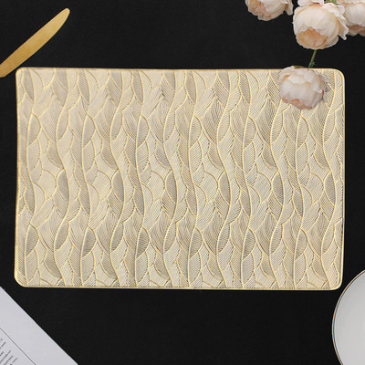 Dakshya Industries Rectangular Pack of 2 Table Placemat(Gold, PVC)