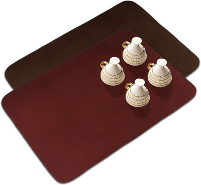 KUBER INDUSTRIES Rectangular Pack of 2 Table Placemat(Brown, Maroon, Microfibre)