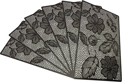 LooMantha Rectangular Pack of 6 Table Placemat(Silver, PVC)