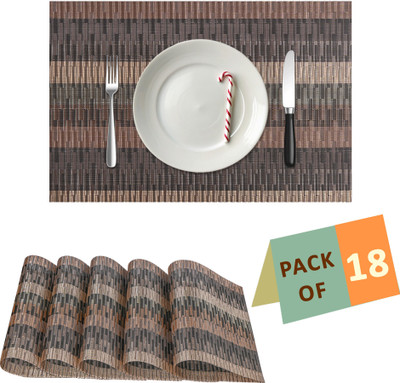 KUBER INDUSTRIES Rectangular Pack of 18 Table Placemat(Brown, Polyester)