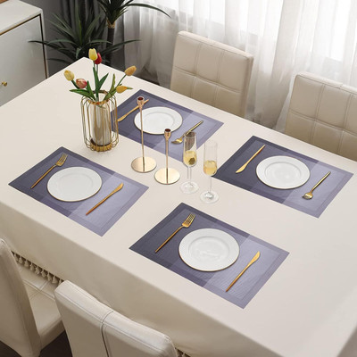 HomeCloud Rectangular Pack of 4 Table Placemat(Grey, PVC)